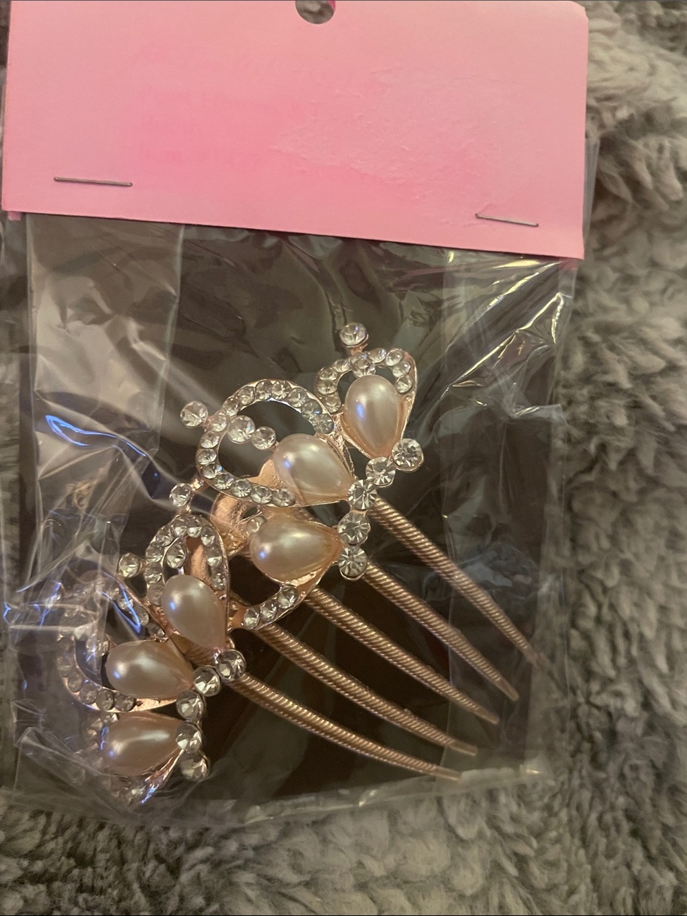 Pearl & Rhinestone Rose Gold Hair Comb